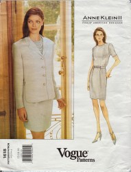 1618 VOGUE ANNE KLEIN II SEAM SHAPE HIP JACKET, TAPER SKIRT PATTERN 6-10; 18-22 CHOICE
